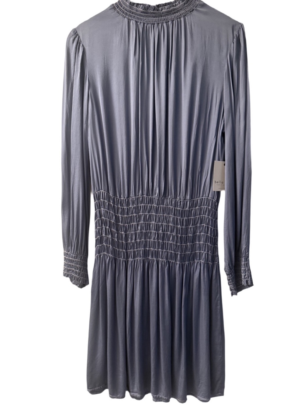 NWT Bella dahl smocked trimmed blue mini dress L